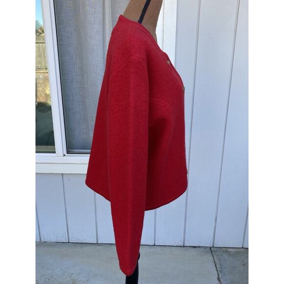 Vintage Pendleton 100% Virgin Wool Red Cardigan Embroidery Women’s Large - Picture 6 of 16